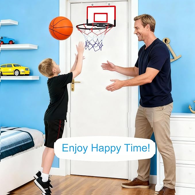Over the Door Basketball Laundry and Net, Basketball Laundry Hamper Hoop with Zipper, Space-Saving Storage and Organization, for Kids Room, Dorm Rooms, Bathroom
