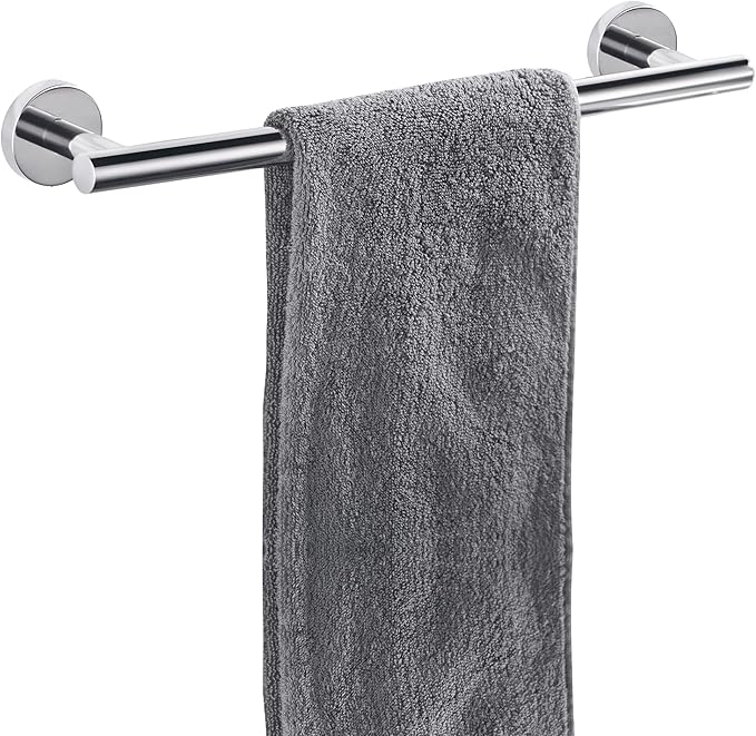 Polished Chrome Bath Towel Bar Single Bars Towel Rack Rod Classic Wall Mounted Stainless Steel Bathroom Towel Bar Toilet Kitchen Towel Shelf Single Layer,18inch