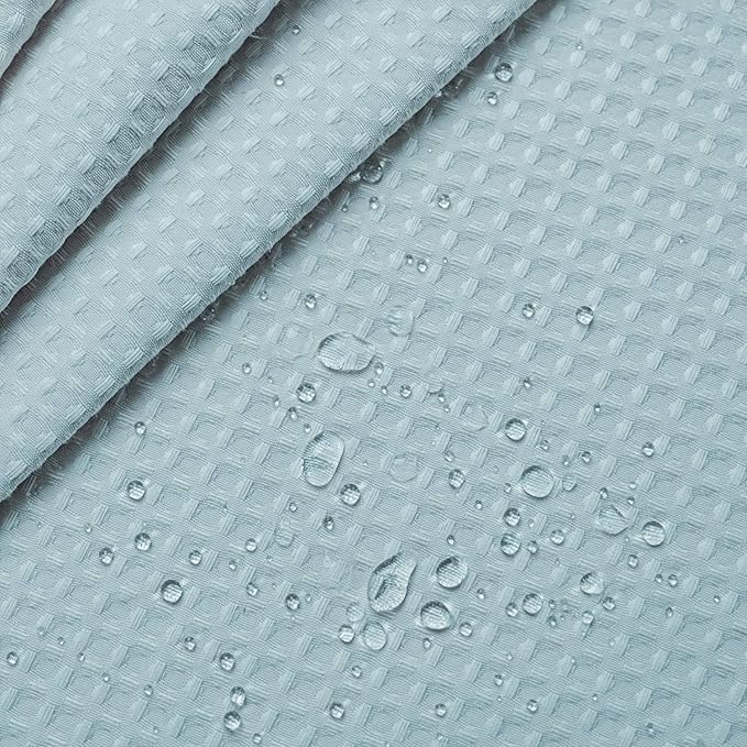Barossa Design Stall Shower Curtain Fabric 36 x 72 Inch, Waffle Weave, Hotel Luxury Spa, 230 GSM Heavy Duty, Water Repellent, Blue Pique Pattern Decorative Bathroom Curtain