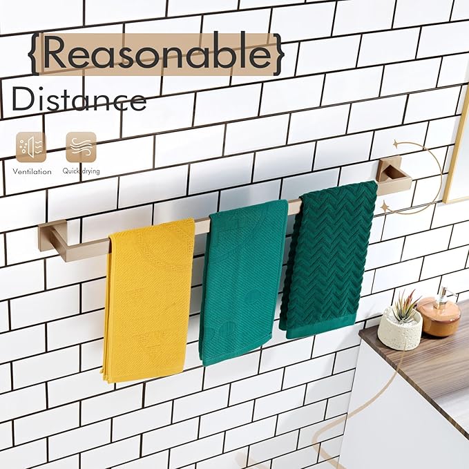 KOKOSIRI 32-Inch Towel Rack for Bathroom Kitchen Towel Rails Wall Mount SUS304 Stainless Steel Towels Holder, Champagne Bronze B4003CPG-L32