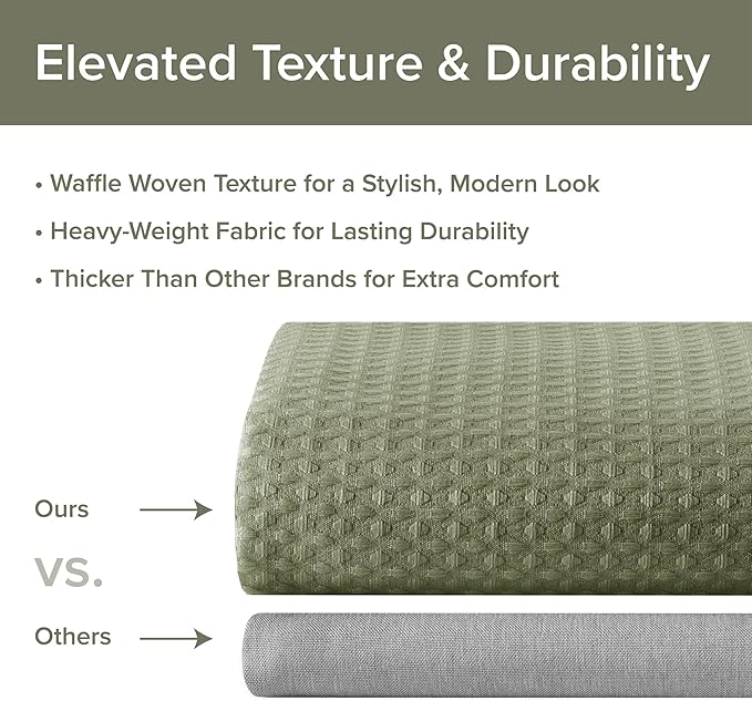 Madison Park Shower Curtain Waffle Weave, Vibrant Dyed, Waffle Shower Curtain 3M Scotchgard Moisture Management, Farmhouse Extra Long Shower Curtains for Bathroom, Extra Long: 72"x84" Sage Green