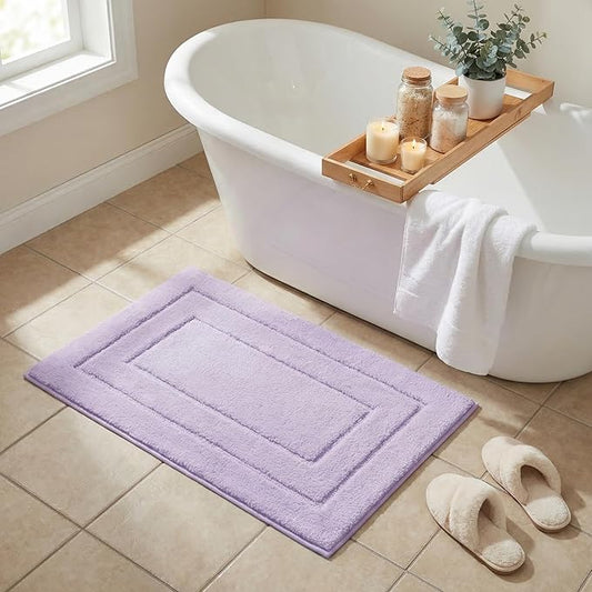 GRANNY SAYS Bathroom Rugs and Mats, 16" x 24" Non-Slip Bath Mat for Bathroom, Super Soft Absorbent Microfiber Bath Rug, Machine Washable and Dry, Small Lavender Rug for Shower, Tub and Bath Floor