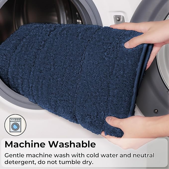 GRANNY SAYS Navy Bathroom Rugs, Bath Mats for Bathroom Non-Slip, Super Soft and Water Absorbent, Extra Large Bath Rugs Washable, Microfiber Bath Rugs for Floor, Tub and Shower, 59" x 20"