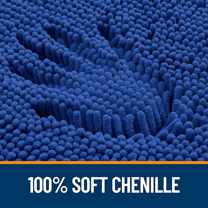 OLANLY Bathroom Rugs 34x21, Extra Soft Absorbent Chenille Bath Rugs, Rubber Backing Quick Dry, Machine Washable Bath Mats for Bathroom Floor, Tub and Shower, Home Decor Accessories, Royal Blue
