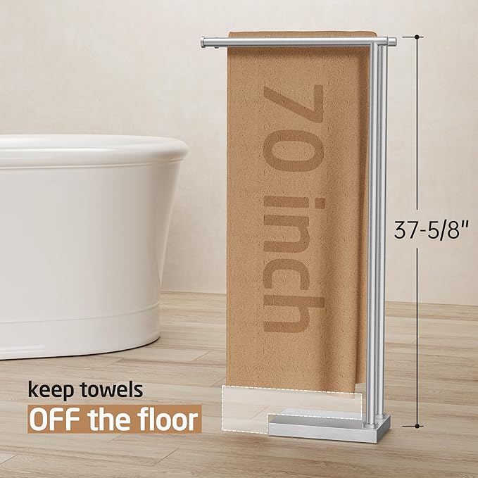 KES Free Standing Towel Racks for Bathroom with 3X Thicker Base, 2-Tier Towel Rack Stand for Bathroom Floor, Upgrade Steady Design, Pro-Grade 18/8 Stainless Steel Brushed Finish, BTH239-2