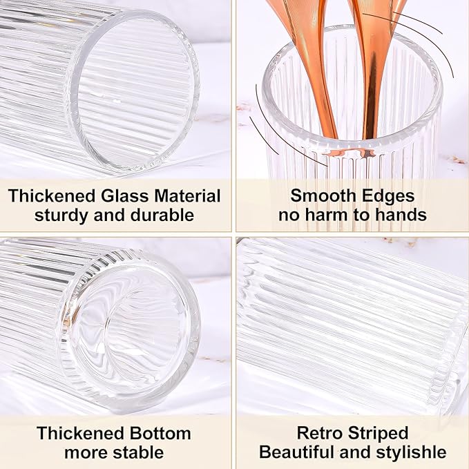 DASITON Makeup Brush Holder Organizer, Crystal Glass Makeup Brushes Storage Holder, Vintage Make Up Brush Cup for Vanity, Pen Pencil Holder for Desk, Toothbrush Holders for Bathroom (Clear L)