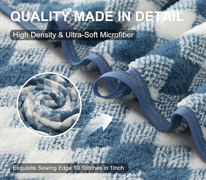 2Pcs Hand Towel 16"x31" Towel Set for Bathroom,Highly Absorbent Quick Dry Face Towel for Daily Use,Soft Microfiber Multipurpose Kitchen Hand Towel Set Collection for Hotel Spa Gym,Blue