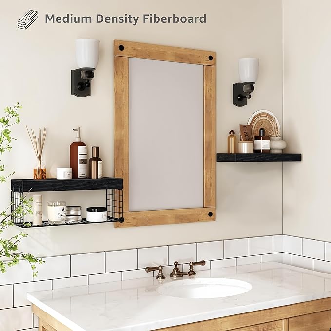 Bathroom Shelves Over Toilet - Heavy Duty Storage Rack, 25+ lbs Weight Capacity, Minimalist Design Wall Mounted Floating Shelves Toilet Paper Storage Farmhouse Decor Shelf 16 inch (Black, General, 2)