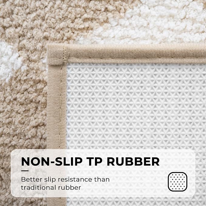 GRANNY SAYS Diamond Bathroom Rugs, 20" x 32", Non-Slip Bath Mats for Bathroom, Plush Shag Absorbent Microfiber Ultra Soft Bath Mat, Cute Washable Rug for Tub, Shower, Bedroom, Light Tan