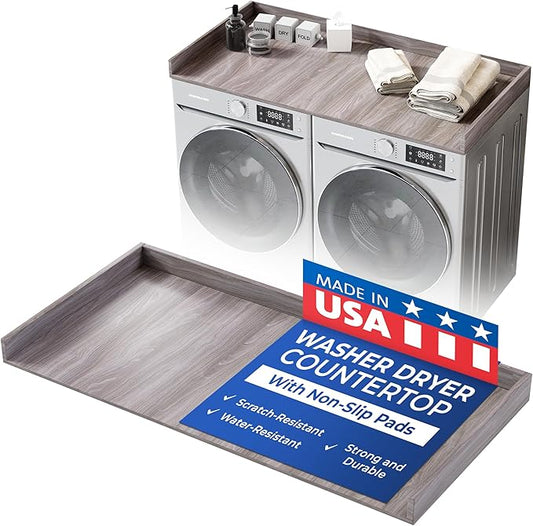OfficeSimpli Washer Dryer Countertop, Made in USA, Non-Slip Pads, Laundry Room Wood Topper, Washer Dryer Cover for Top, Laundry Countertop, Laminate Finish (Iconic Maple, Standard (27.5" x 54"))