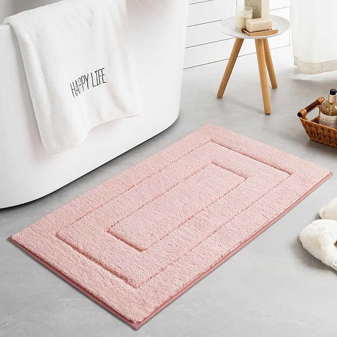 GRANNY SAYS Pink Bathroom Rugs Non Slip Washable, 24"x 36" Soft Bath Mats for Bathroom, Microfiber Shag Rug, Absorbent Bath Floor Mat, Large Bath Rug for Shower, Tub, Bedroom