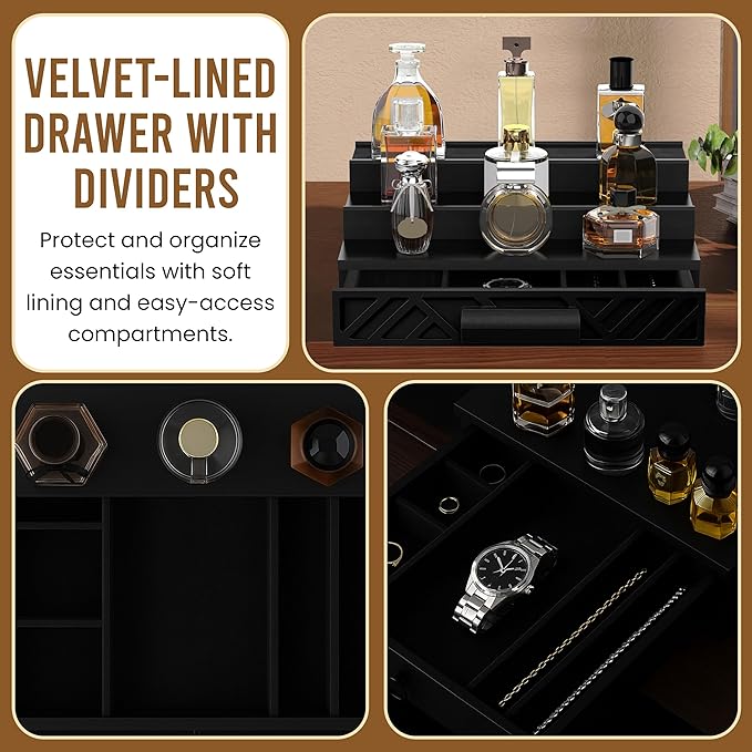 Cologne Organizer for Men - Multi Tier Drawer Organizer & Dresser Organizer Countertop - Perfume Holder | Cologne Stand For Men - Perfume Organizer for Women