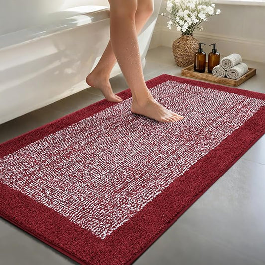 48x24 Long Bathroom Rugs Washable Non Slip, Red Bath Mat for Bathroom Floor Tub, Soft Absorbent Quick Dry Mats for Shower, Bathtub,Home Decor