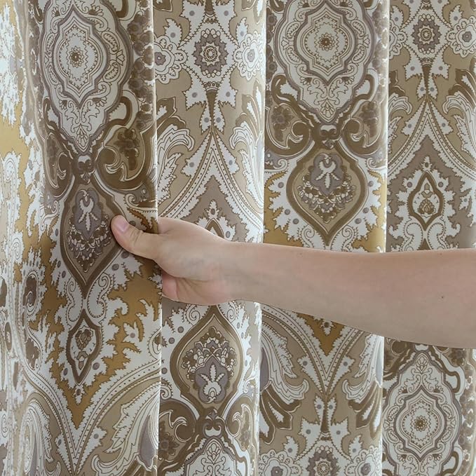 Palermo Farmhouse Khaki Classic Polyester Waterproof Fabric Paisley Vintage Printed Decorative Taupe Stall Shower Curtain for Bathroom,Small 54" W x 72" L