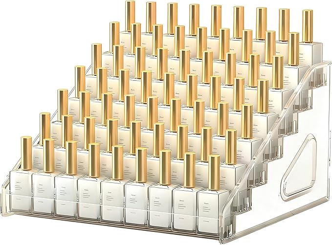 YICBOR Nail Polish Rack, 7 Layers Clear Acrylic Nail Polish Storage Organizer Display, Freestanding Makeup Caddy for Sunglasses, Cosmetics