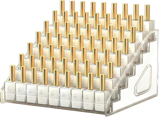 YICBOR Nail Polish Rack, 7 Layers Clear Acrylic Nail Polish Storage Organizer Display, Freestanding Makeup Caddy for Sunglasses, Cosmetics