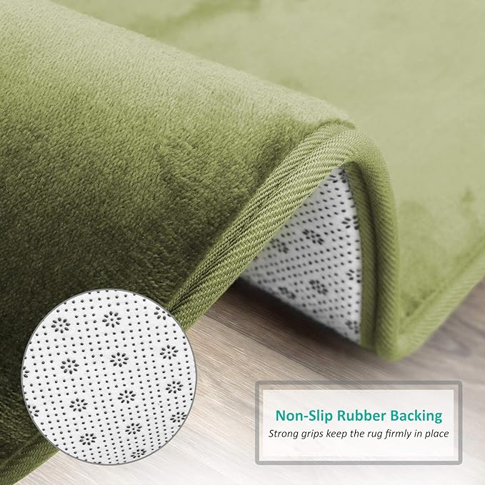 Clara Clark Bathroom Rugs, Velvet Memory Foam Bath Mat, Non-Slip, Machine Washable Bath Rugs - Dries Quickly, Ultra Soft Plush Bath Mats for Bathroom, 20 x 24, Sage Green