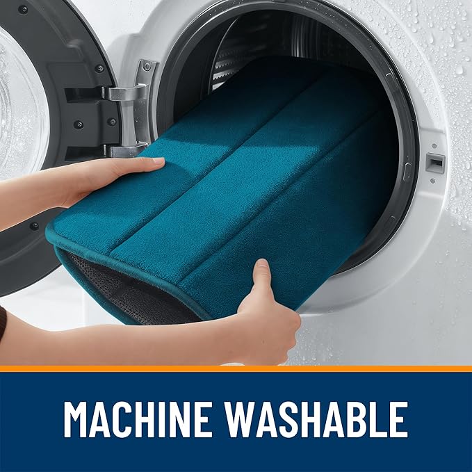 OLANLY Memory Foam Bath Mat 59x35, Super Soft Absorbent Bathroom Rugs, Quick Dry, Machine Washable Shower Floor Rugs, Bathmat Carpet, Bathroom Home Decor Accessories, Peacock Blue