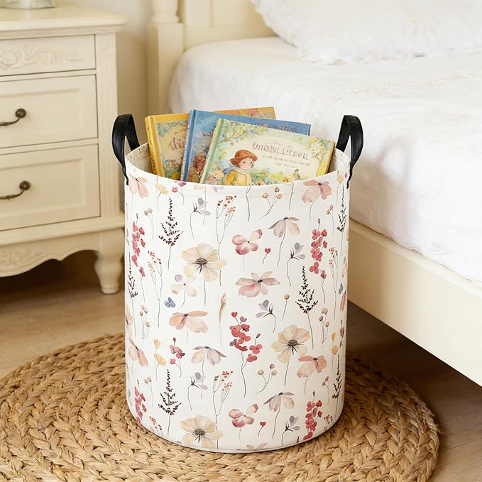 Laundry Hamper Baby Nursery Hamper Waterproof Foldable Kids Laundry Basket Kids Dirty Clothes Hampers Girl Room Decor for Home Gift Baskets(Floral)
