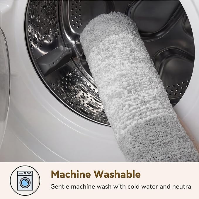 GRANNY SAYS Bathroom Rugs, Bath Mats for Bathroom Non-Slip, Super Soft and Water Absorbent, Microfiber Bath Rugs, Machine Wash Dry, Bath Rugs for Floor, Tub and Shower, 16" x 24" Grey & White