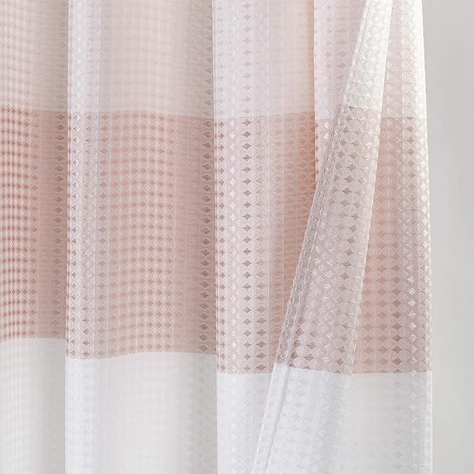 Dainty Home Ombre Waffle Weave Shower Curtain (Blush with 12 Hooks)