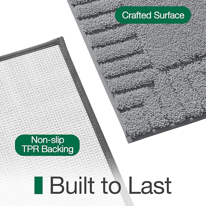 LUMI Bathroom Rugs Non Slip with Rubber Backing, Extra Soft Plush Microfiber Bath Rug Absorbent, Machine Washable Bath Mat Quick Dry for Tub, Shower, Hotel, Dark Grey, 20"x32"