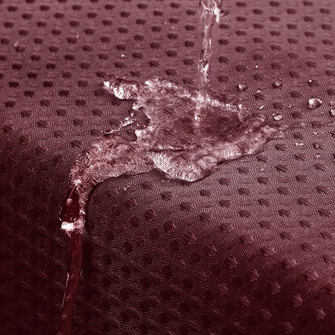 MitoVilla Burgundy Waffle Small Stall Shower Curtain 36 x 72, Half Size Fabric Narrow Shower Curtains for Bathroom Decor, Wine Red 36 inch Weighted Shower Curtain Set with Plastic Hooks