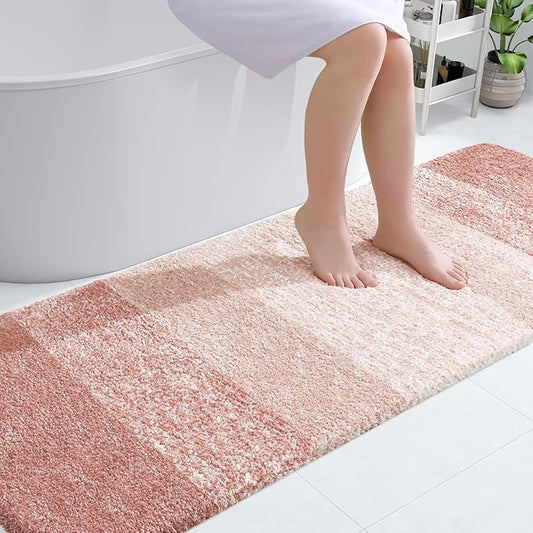 OLANLY Bathroom Rugs Mat 70x24, Extra Soft Absorbent Microfiber Bath Rugs, Rubber Backing, Quick Dry, Machine Washable Bath Mats for Bathroom Floor, Tub and Shower, Home Decor Accessories, Peach