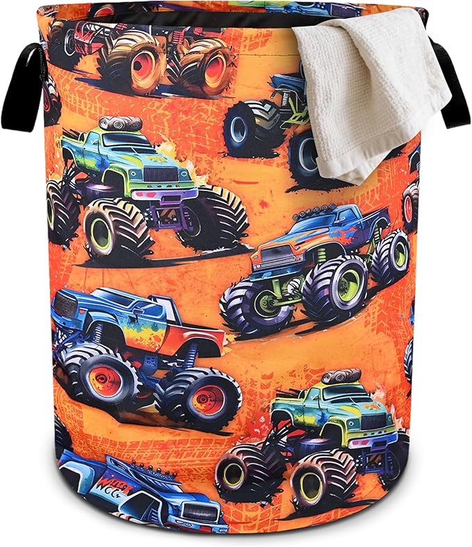 Monster Truck Laundry Basket Laundry Hamper With Handles Collapsible Laundry Baskets Storage Basket For Room Bathroom Bedroom Decor
