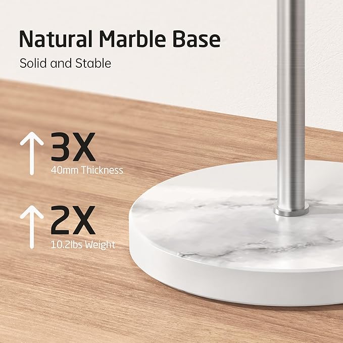 KES Free Standing Towel Racks for Bathroom, Towel Stand with Natural Marble Base, 40 Inch 4 Swivel Bars Floor Towel Rack Stand, Premium 18/8 Stainless Steel, Brushed Finish, BTH219S4-2