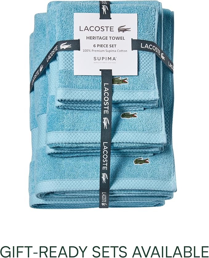 Lacoste Heritage 100% Supima Cotton Bath Towel, Celestial, 30" x 54" – Highly Absorbent & Quick Drying, Premium Super Soft Bath Towel, Bathroom Essential, Gift for All Occasions, Machine Washable
