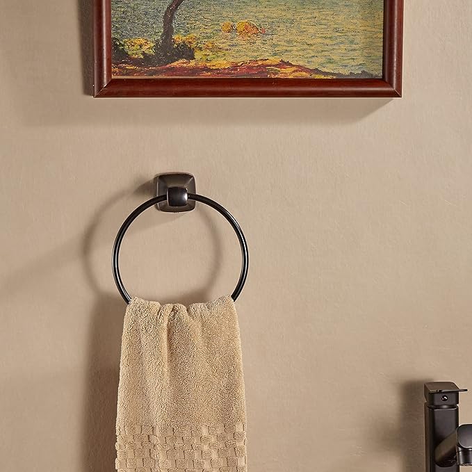 KOCUUY Oil Rubbed Bronze Towel Ring, Bathroom Bronze Towel Holder, Bath Hand Towel Holder Wall Mounted Antique Farmhouse Rustic ORB
