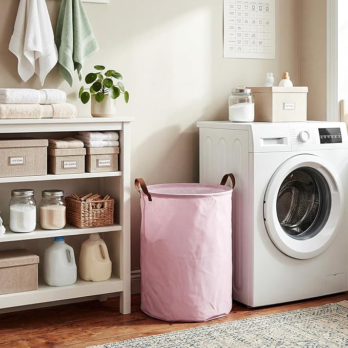 Patelai 3 Pieces Large Laundry Hamper Collapsible Organizer Storage Bin Waterproof Foldable Dirty Clothes Laundry Basket for Home Bathroom (Morandi,20 x 16 Inch)