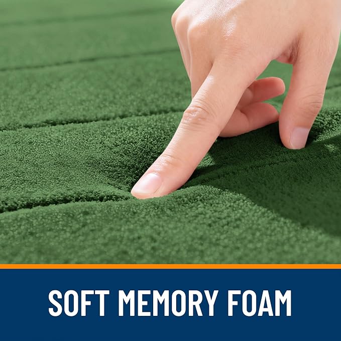 OLANLY Memory Foam Bath Mat 70x46, Super Soft Absorbent Bathroom Rugs, Quick Dry, Machine Washable Shower Floor Rugs, Bathmat Carpet, Bathroom Home Decor Accessories, Olive Green