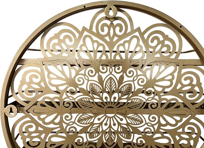 Mandala Shape Shelves, Essential Oil & Nail Polish Organizer - Display Holder Storage Shelf Spice Rack - Black or Gold - Wall Mounted Round Oil Bottle Storage, Cosmetics Display Rack (Gold)