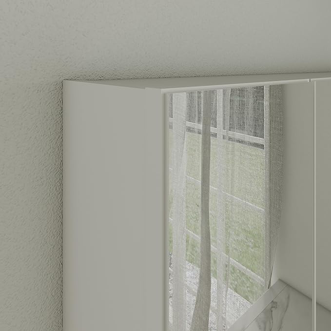 Panana Bathroom Mirror Cabinet Medicine Cabinets with 3 Mirrored Door Wall Mounted Cabinet with Mirror, Storage Shelf with Adjustable Shelves Storage Organizer Kitchen Cupboard (White, 23.6x23.6 inch)