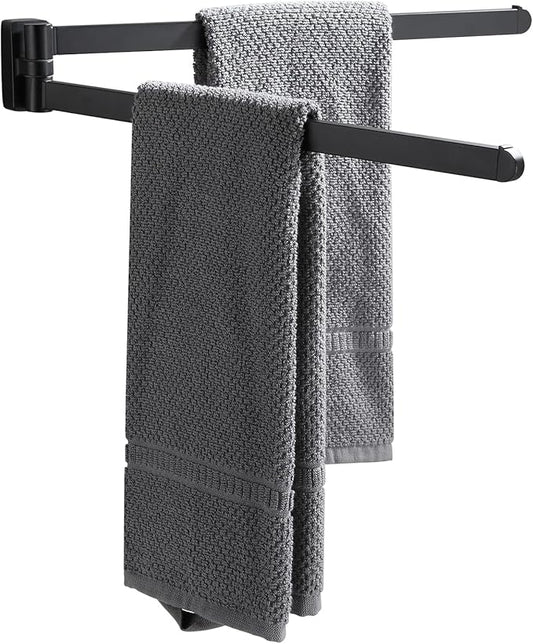 BGL Swivel Towel Rack Black Swivel Towel bar Movable Double Towel Rails Black for Bathroom