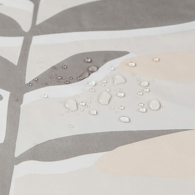 Grey Shower Curtain, Gray Taupe Tropical Plant Leaf Bathroom Shower Curtains, Botanical Leaves Waterproof Fabric Shower Curtains for Bathroom, 72" W x 72" H