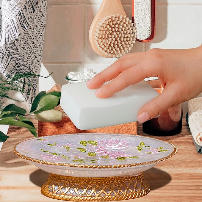 Vintage Bathroom Accessories, 5Piece Bathroom Accessories Set, Bathroom Set Features, Soap Dispenser, Toothbrush Holder, Tumbler & Soap Dish - Bath Gift Set