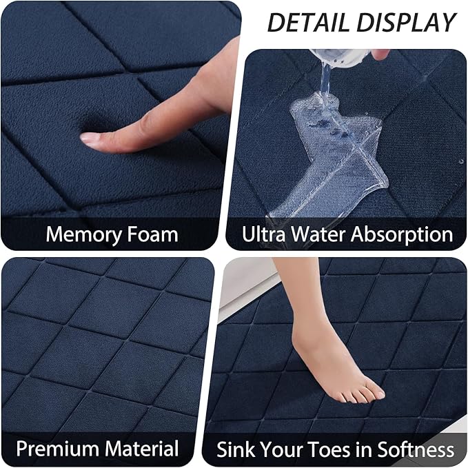 Bathroom Accessory Set - 25PC Bathroom Sets with Shower Curtain and Rugs, Navy Blue Bathroom Set, Bathroom Accessories Set, Shower Curtain Sets with Rugs, Bathroom Trash Can & Soap Dispenser