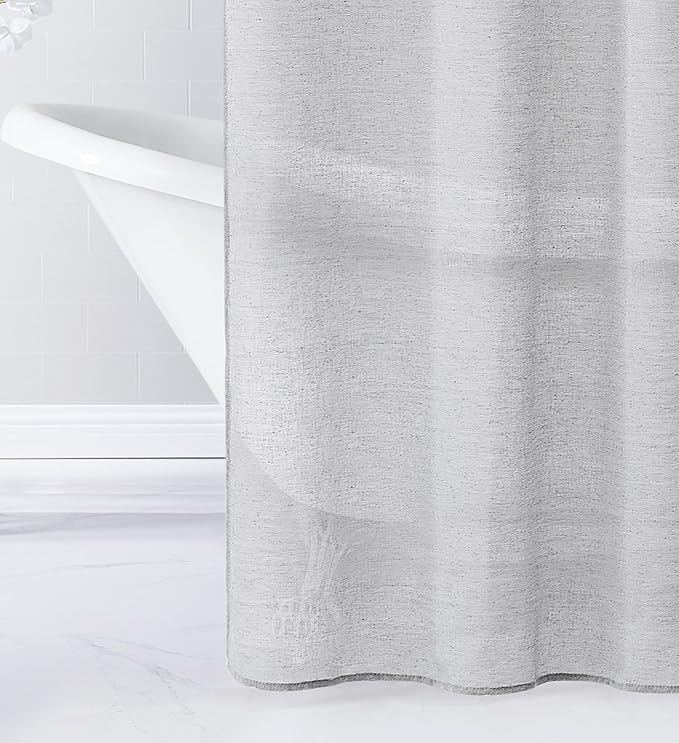 Dainty Home Bathroom Linen Look Bath Shower Curtain 70" x 72" Water Resistant Polyester Blend Fabric Shower Curtain Washable Shower Curtain Perfect Cloth Decor for Stylish Bathrooms