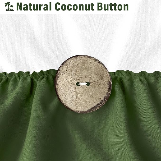 Seasonwood Green and White Shower Curtain 72 x 72 with Nature Buttons Farmhouse Shower Curtain for Bathroom French Country Style,White and Sage Green