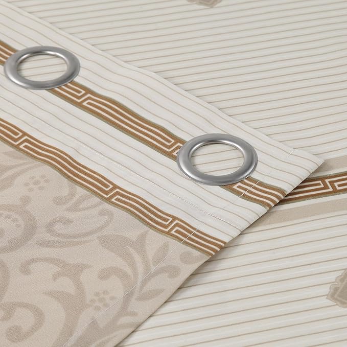 Seville Vintage Yellow Pinted Tan Grommet Window Curtain Pair,Farmhouse 2 Panels Set,Each 42" W x 63" L and Total 84" Wide and 63" Long