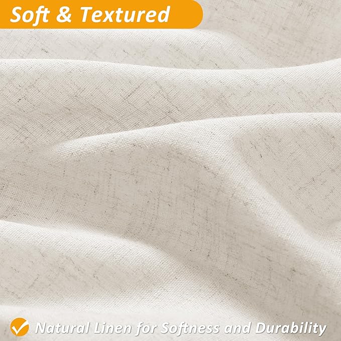 Naturoom Extra Long Shower Curtains 90 Length Natural Linen Fabric Shower Curtain with Snap in Liner Set Tall Bath Curtain with See Through Top Window and Hooks Country Farmhouse Style,Cream,72x90