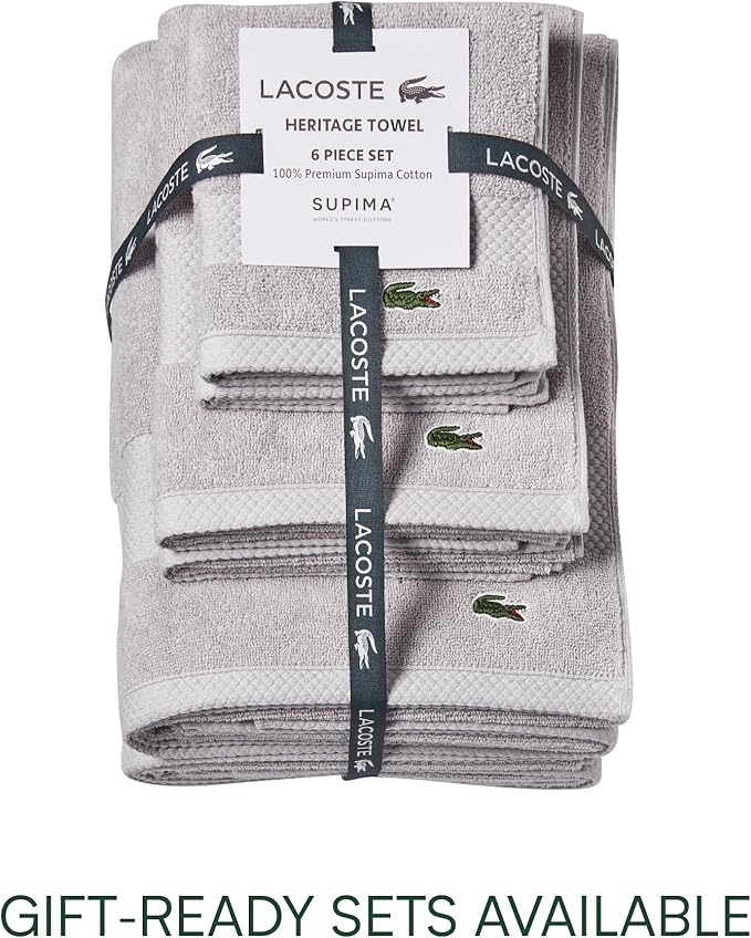Lacoste Heritage 100% Supima Cotton Tub Mat, Microchip, 21" x 31" – Highly Absorbent & Quick Drying, Premium Super Soft Bath Towel, Bathroom Essential, Gift for All Occasions, Machine Washable