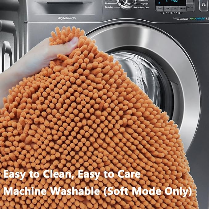 BOANKODU Bathroom Sets - 2 Soft Chenille Bath Mats, Non-Slip, 32x20 + 20x20 Inch U Shape, Machine Washable (Champagne)