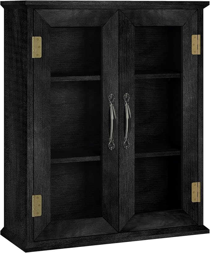 ChooChoo Bathroom Wall Cabinet, Medicine Cabinet with Acrylic Doors, Wall Mounted Over The Toilet Storage Cabinet with Adjustable Shelves for Bathroom, Kitchen, and Laundry Room, Black