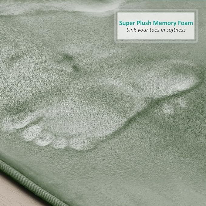 Clara Clark 2 Piece Bathroom Rug Set - Memory Foam, Bath Mat Set, Plush, Cozy, Ultra Soft, Non Slip, Machine Washable, Quick Dry - 24” x 17”+ 32” x 20” - Forest Green