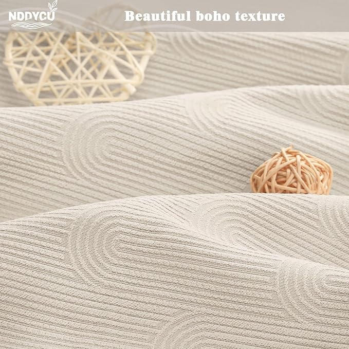 Boho Shower Curtain Cotton Morden Mid Century Minimalist Arch Texture Shower Curtain for Bathroom, Greige,72" W X 72" L
