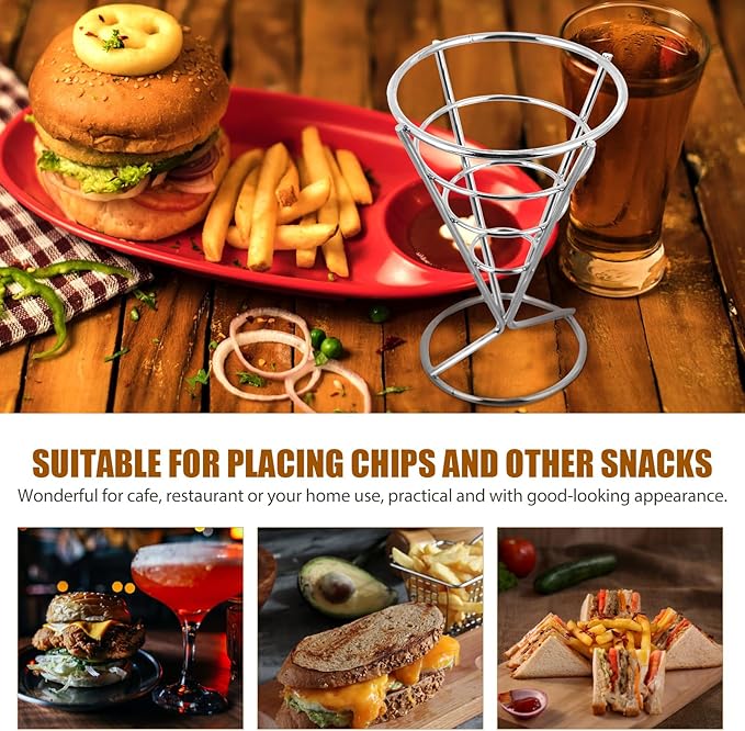 Glass Shelf for Bathroom ，Glass Aluminum，French Fries Stand Pot Potato Chip Holder Display Basket Kitchen